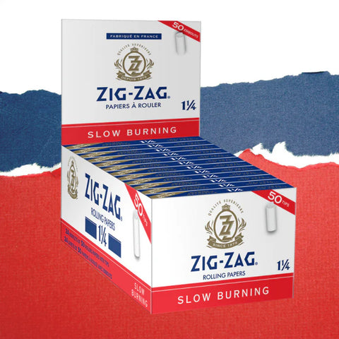 Zig Zag 1 1/4 Rolling Papers With Tips - Slow Burning (White)