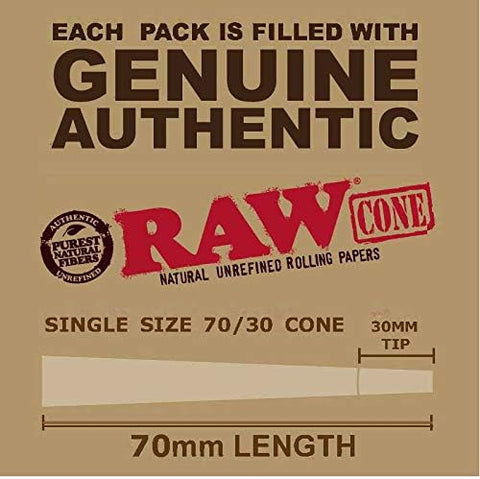 Discover effortless rolling with RAW Single 70/30 Cones 20 Pack, ideal for a quick break on the move. Tailor your prerolls with three filter sizes for the perfect puff. Embrace the classic, unrefined, and slow-burning RAW experience. Get yours at Vape Bazaar, the trusted #1 Online Vape & Smoke Shop.