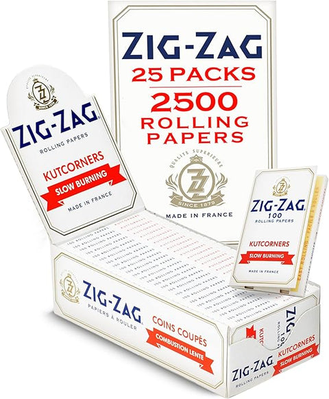 Zig Zag Rolling Papers Kut corners Single Wide - Slow Burning (White)