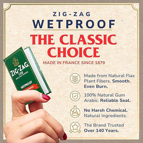 Zig Zag Rolling Papers Kut corners Single Wide - Wetproof (Green)