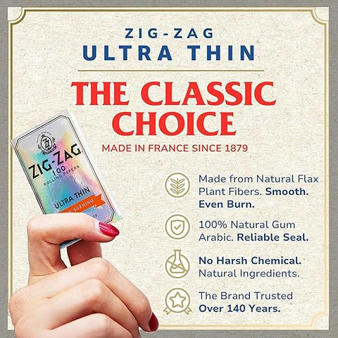Zig Zag Rolling Papers Kut corners Single Wide - Ultra Thin (Silver)