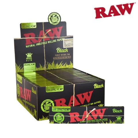 Discover RAW Black Organic King Size Slim Rolling Papers—ultra-thin, slow-burning, and terpene-preserving. Crafted for experts with a patented watermark for a flawless burn. Embrace the natural and sustainable choice. Buy from your #1 Online Vape & Smoke Shop, Vape Bazaar.