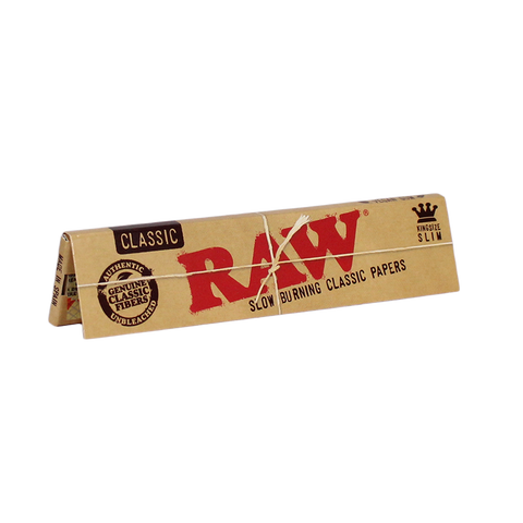 Discover RAW Classic Rolling Papers King Size Slim - 32 leaves of all-natural, additive-free, and 100% vegan rolling perfection. Experience the ultra-thin, translucent quality for a smooth, pure smoke. Shop now and elevate your rolling game at #1 Online Vape & Smoke Shop Vape Bazaar!